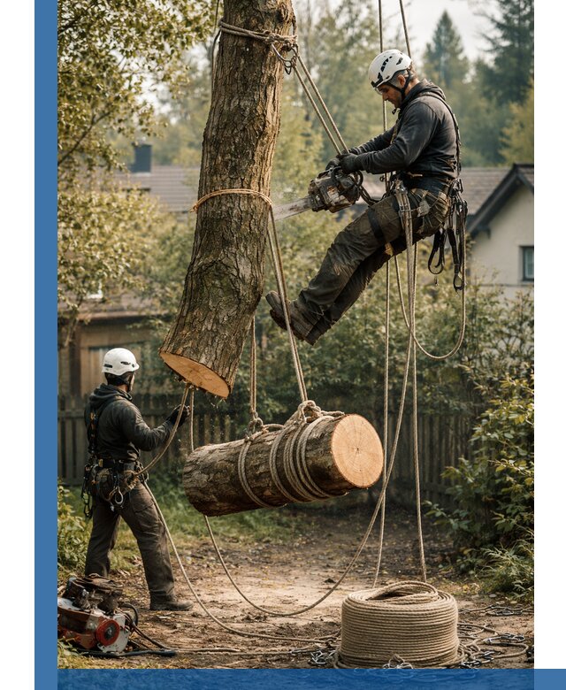 Валка деревьев частями в Тобольске, безопасно и аккуратно