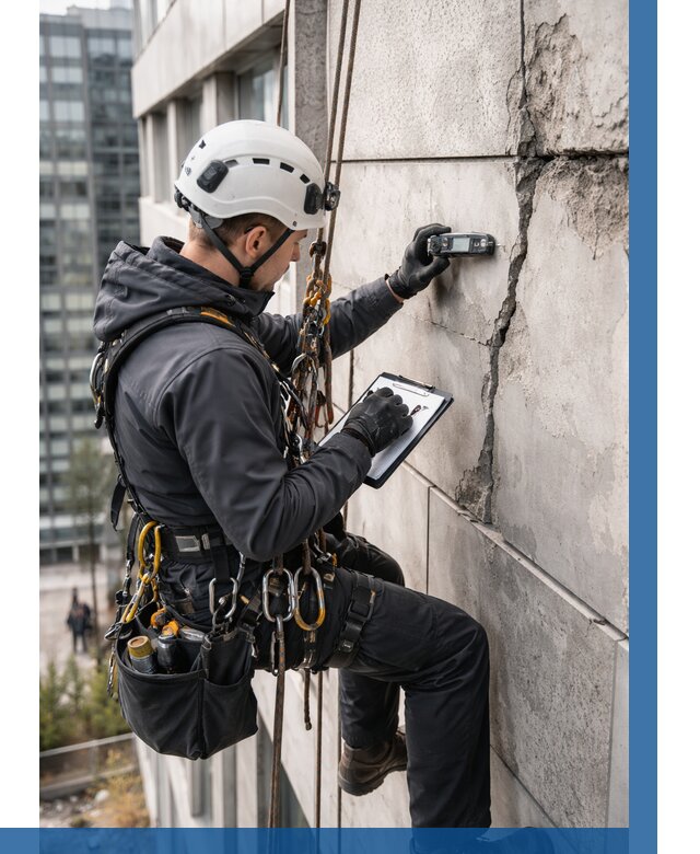 Обследование фасада альпинистами в Тобольске от 122 р. | ВЫСОТНИК-Тбл