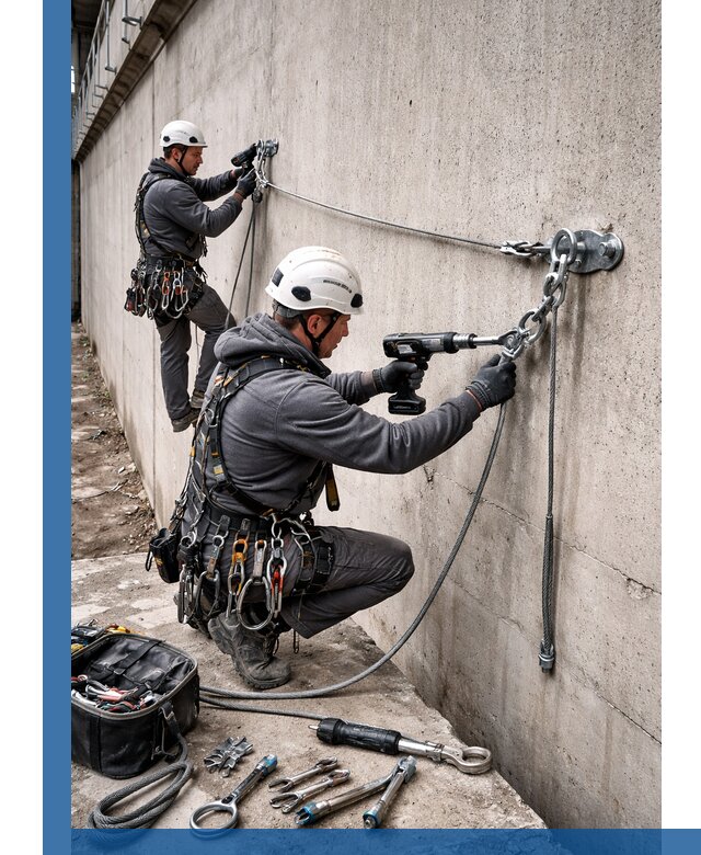 Монтаж анкерных линий высотной безопасности в Тобольске