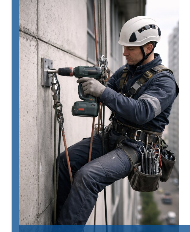 Установка анкерных точек для высотных работ в Тобольске